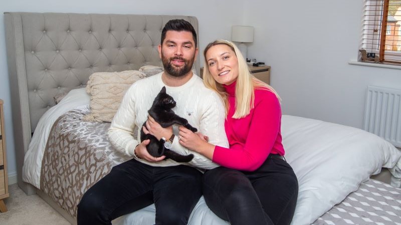 Matt and Kayleigh at Hounsome Fields (Bovis Homes)