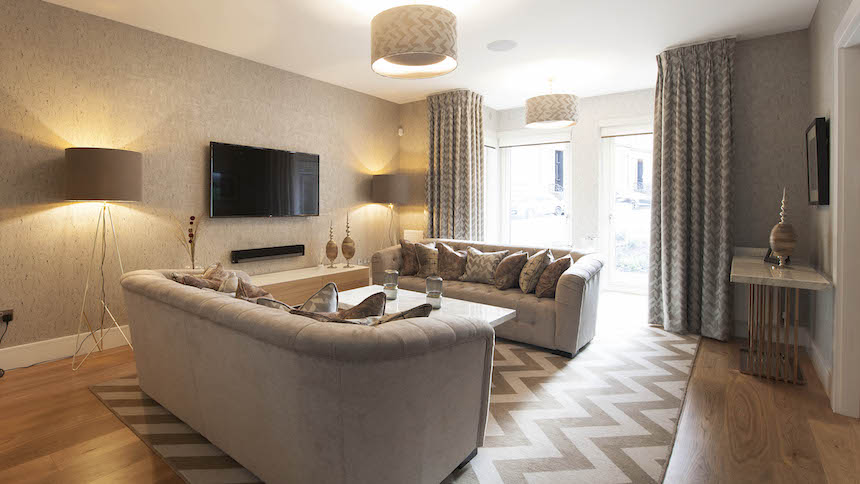 Park Quadrant Residences show home living room
